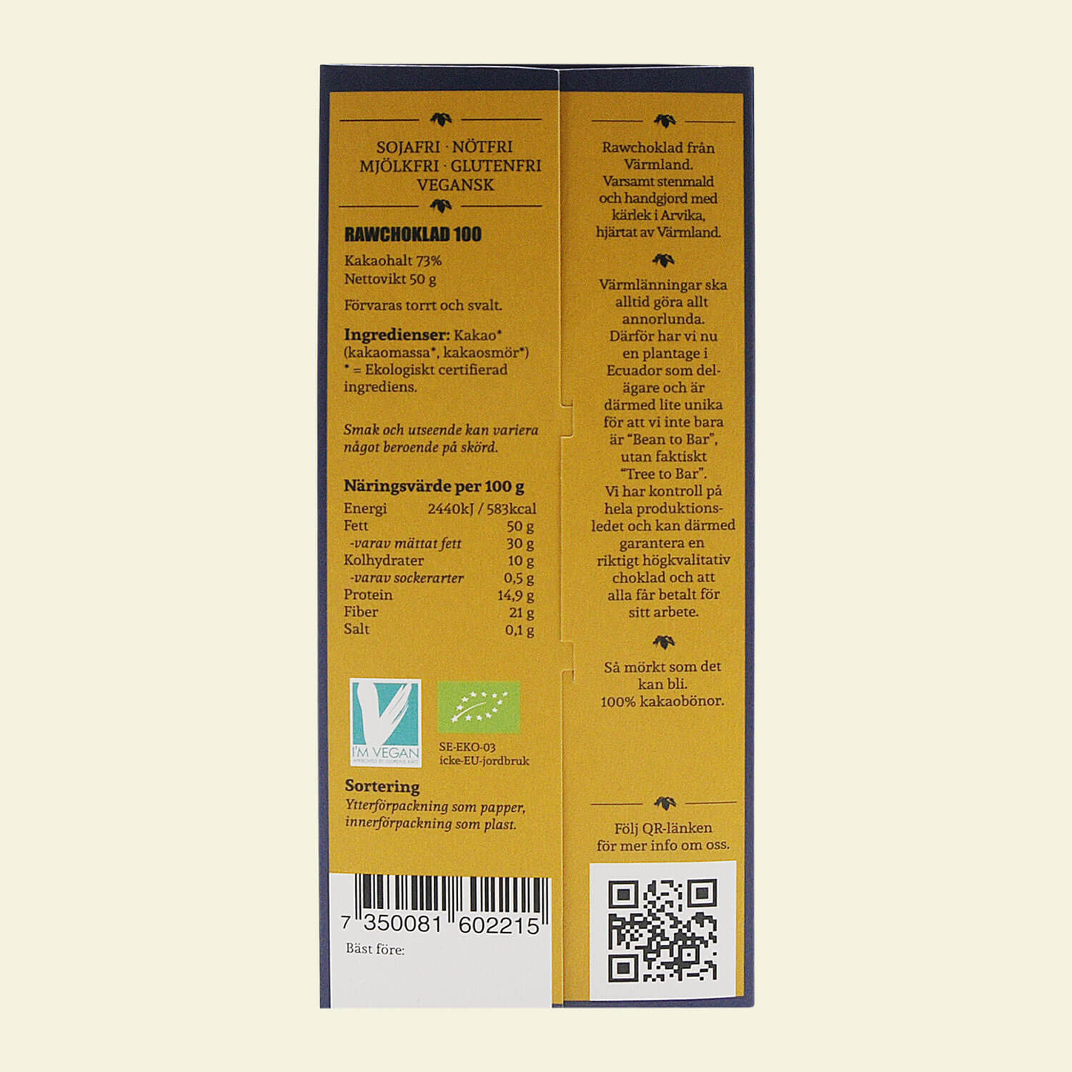 Wermlandschoklad Original 100% RAW&EKO 50g