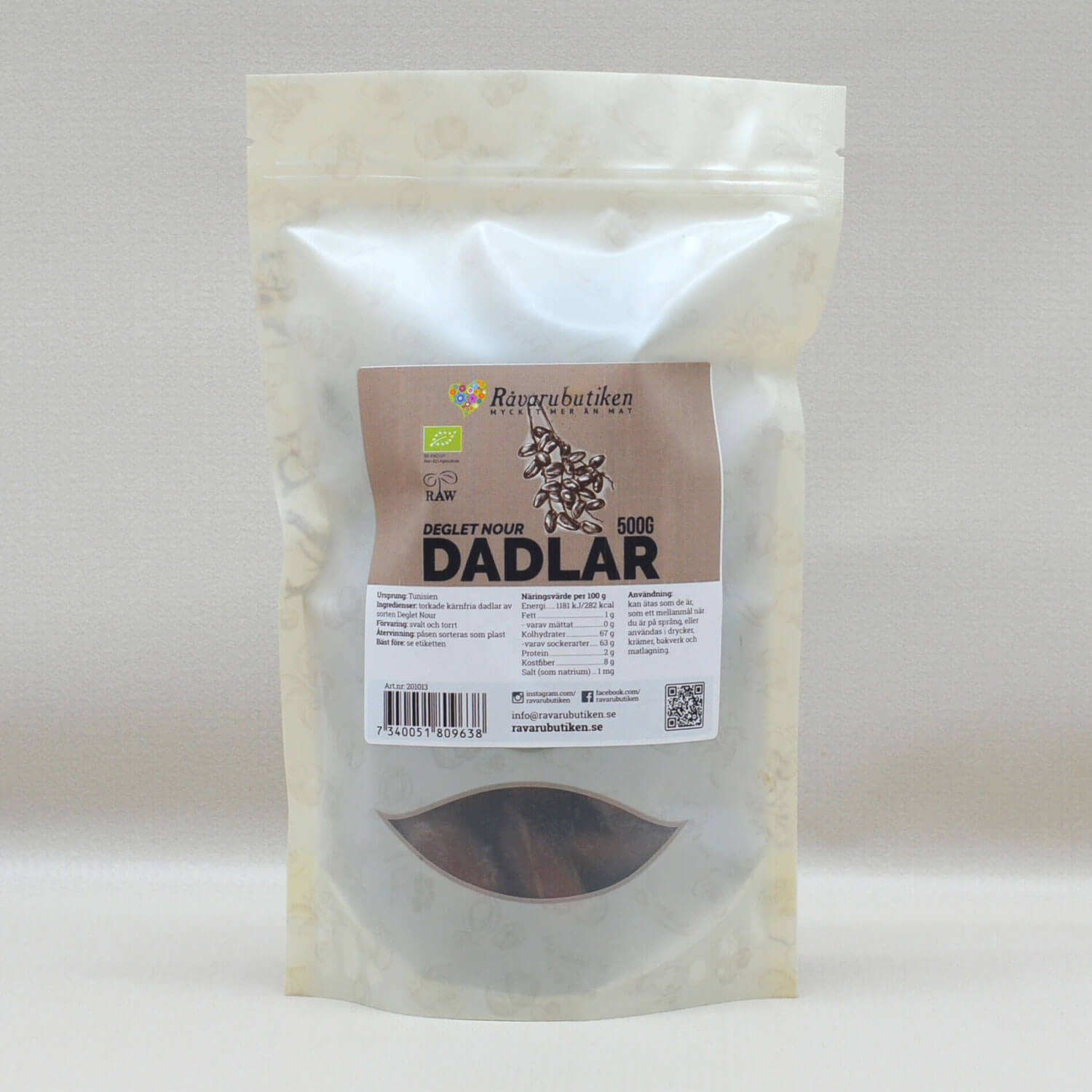 Dadlar Deglet Nour Urkärnade RAW&EKO 500g