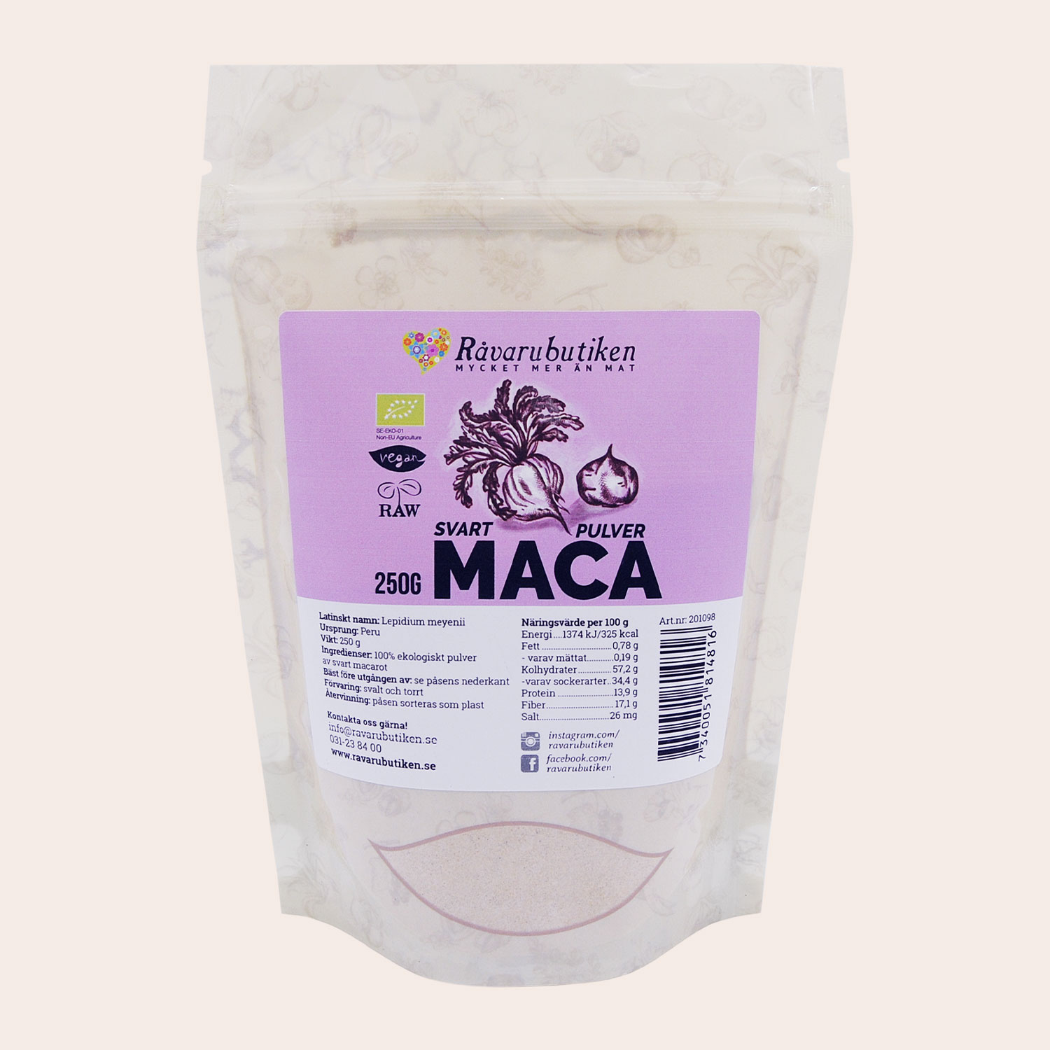 Macapulver Svart EKO 250g