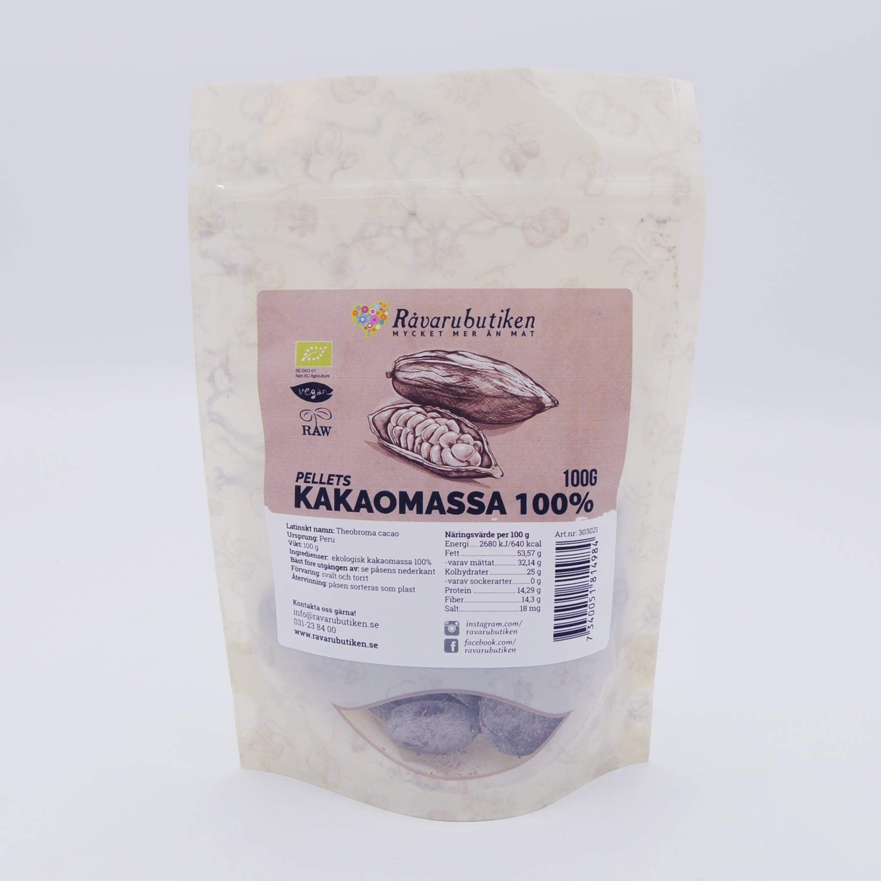 Kakaomassa Pellets 100% RAW&EKO 100g