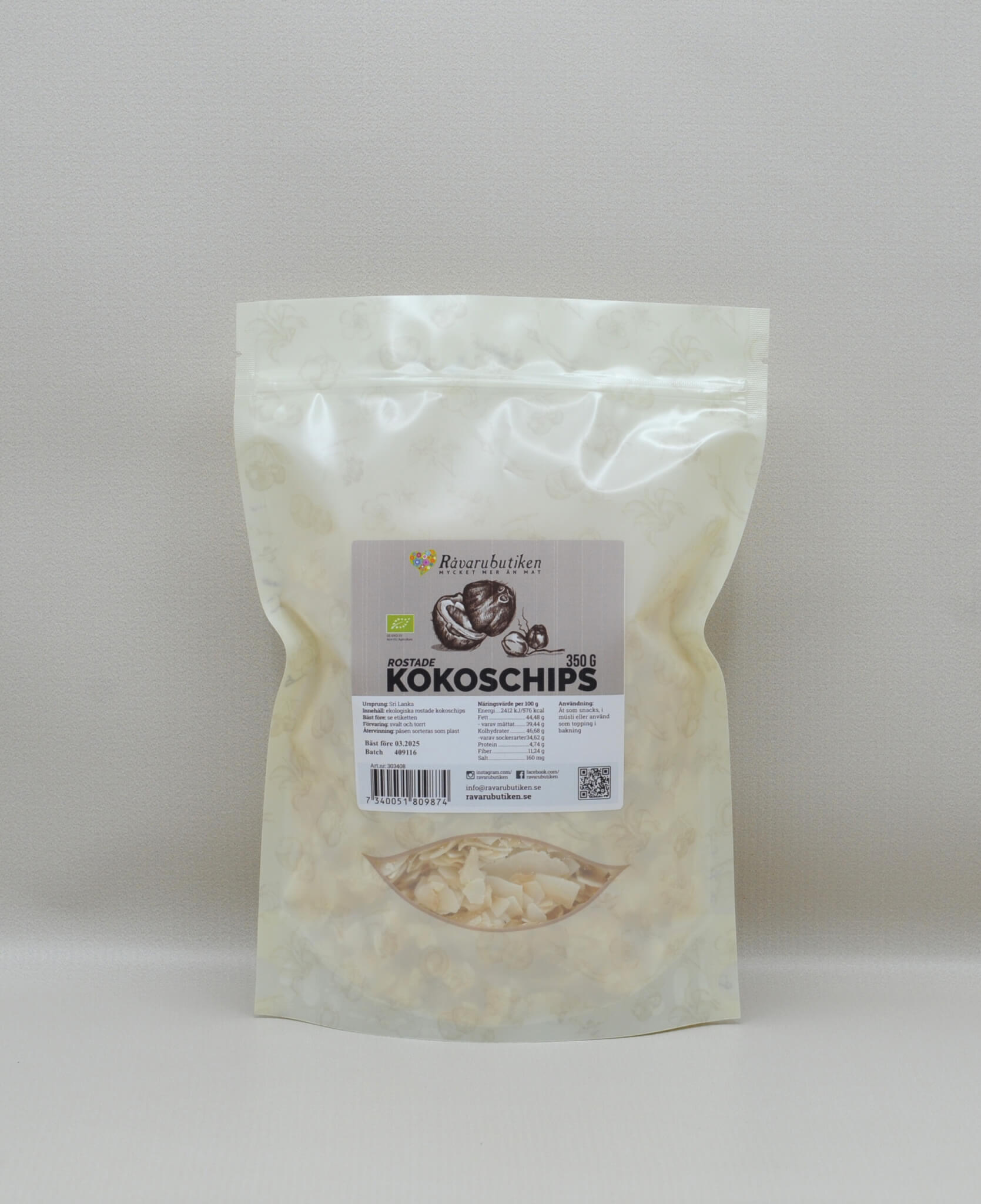 Kokoschips Stora Rostade EKO 350g